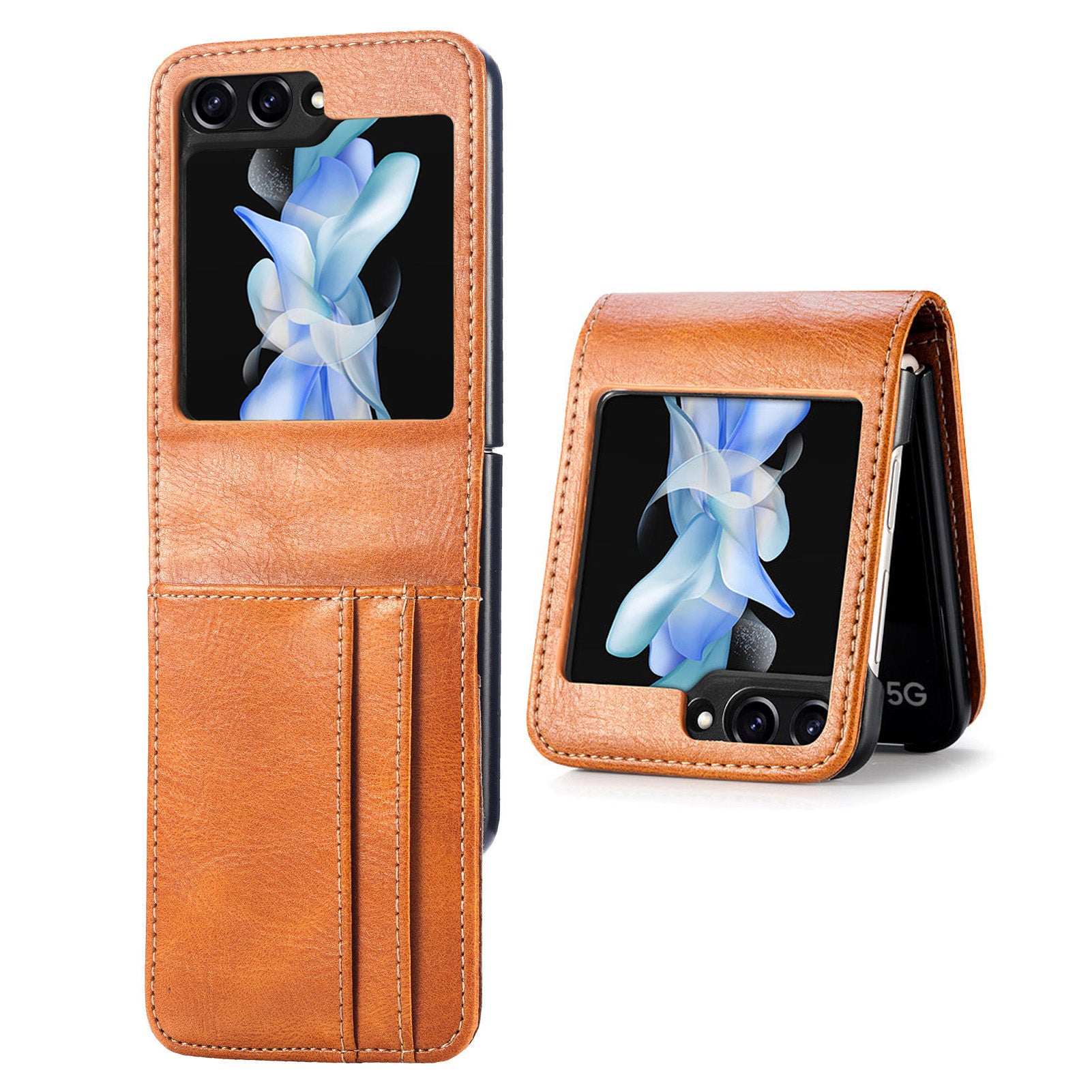 Wallet Phone Case for Samsung Galaxy Z Flip5 5G Anti-Drop PU Leather PC Phone Shell Wallet Phone Case for Samsung Galaxy Z Flip5 5G Anti-Drop PU Leather PC Phone Shell